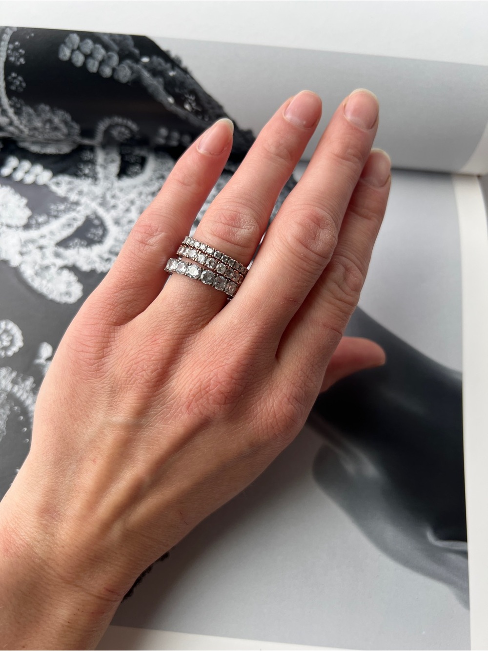 Diamond Stud Eternity Bands Stackable Rings